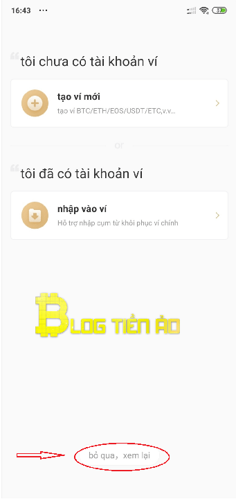 Mở ứng dụng AToken và chọn bỏ qua