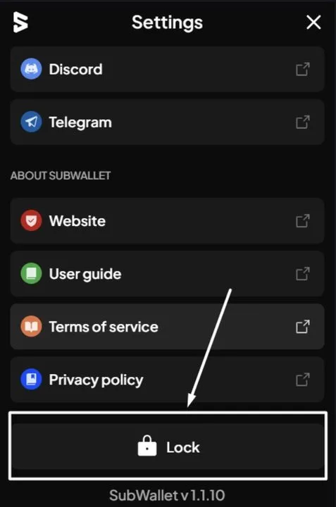 khóa ví subwallet